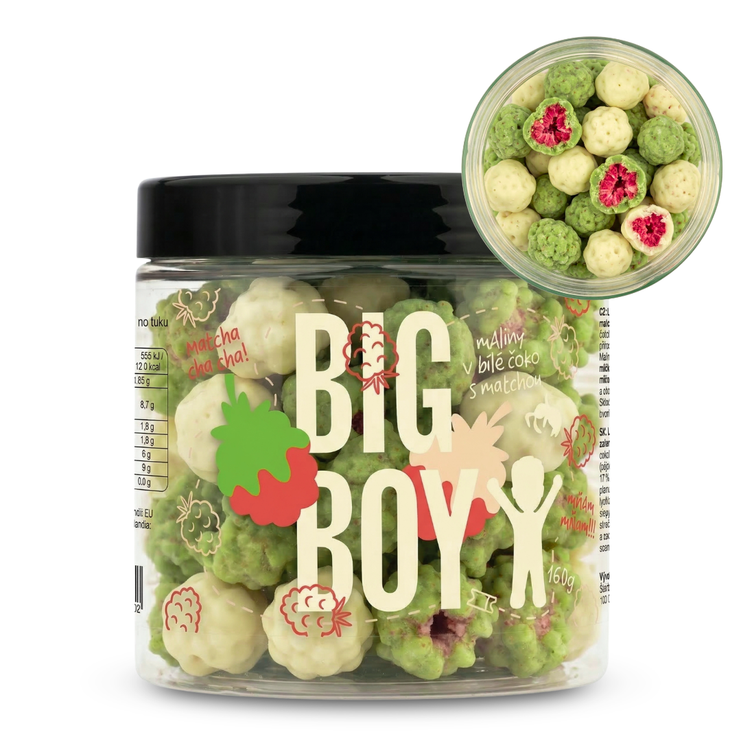 BIG BOY® Maliny v matcha a bielej čokoláde 160 g