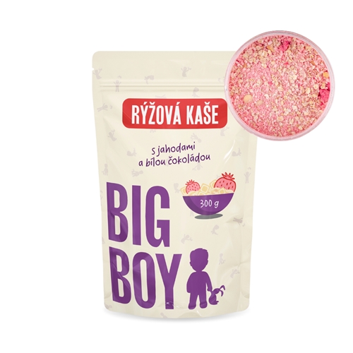 BIG BOY® Ryžová kaša s príchuťou jahôd v bielej čokoláde 300g