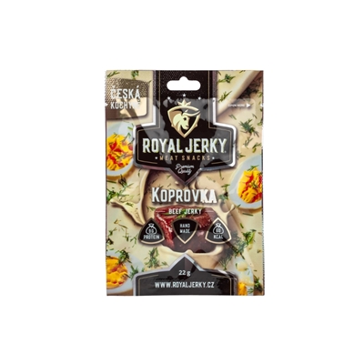 Royal Jerky: Koprovka (hovězí sušené maso s příchutí koprovky) 22g Royal Jerky: Koprovka (hovězí sušené maso s příchutí koprovky) 22g