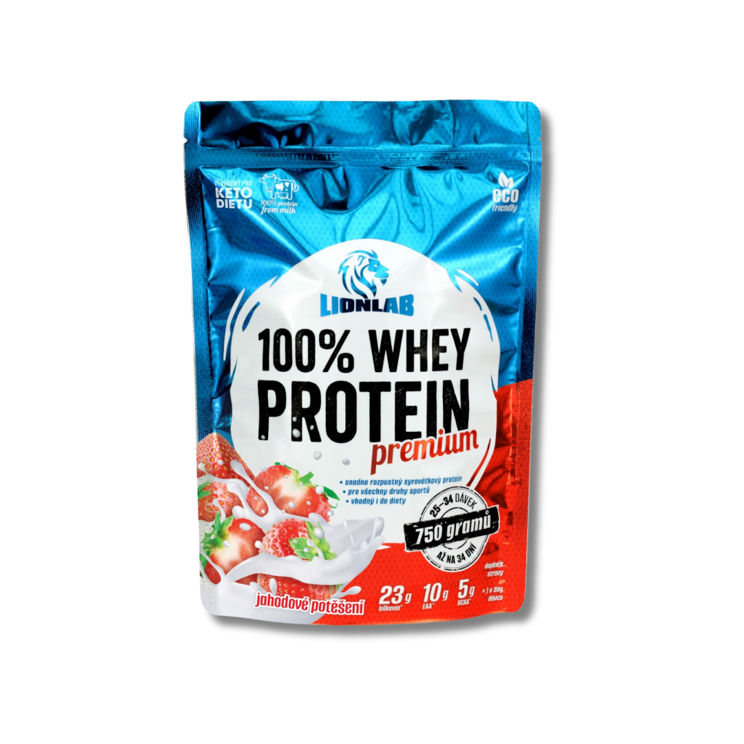 Lionlab: 100 % Whey Protein - jahodové potešenie 750 g