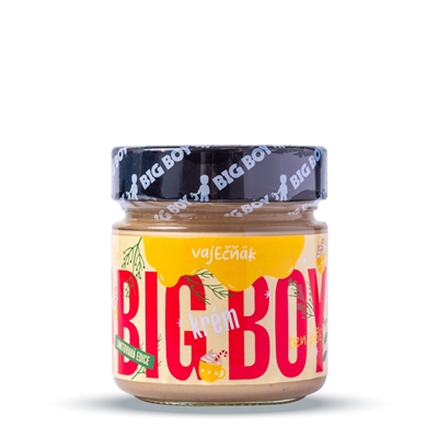 BIG BOY® Vaječak - Kešu krém s bielou čokoládou, vanilkou a vaječno-rumovou príchuťou 220g BIG BOY® Vaječak - Kešu krém s bielou čokoládou, vanilkou a vaječno-rumovou príchuťou 220g