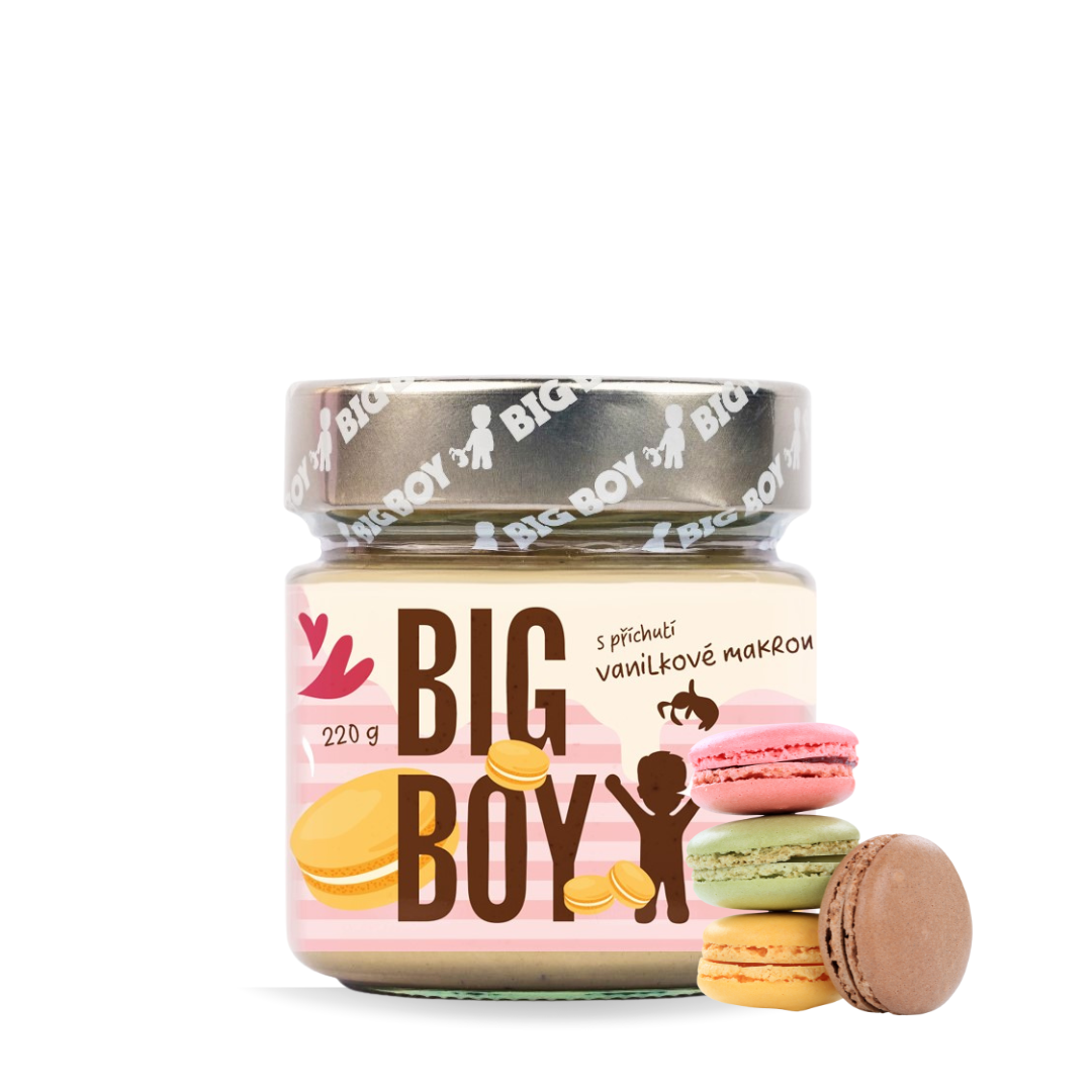 BIG BOY® Vanilková makronka - Krém z mandlí a arašidov s príchuťou vanilkovej macrónky 220g