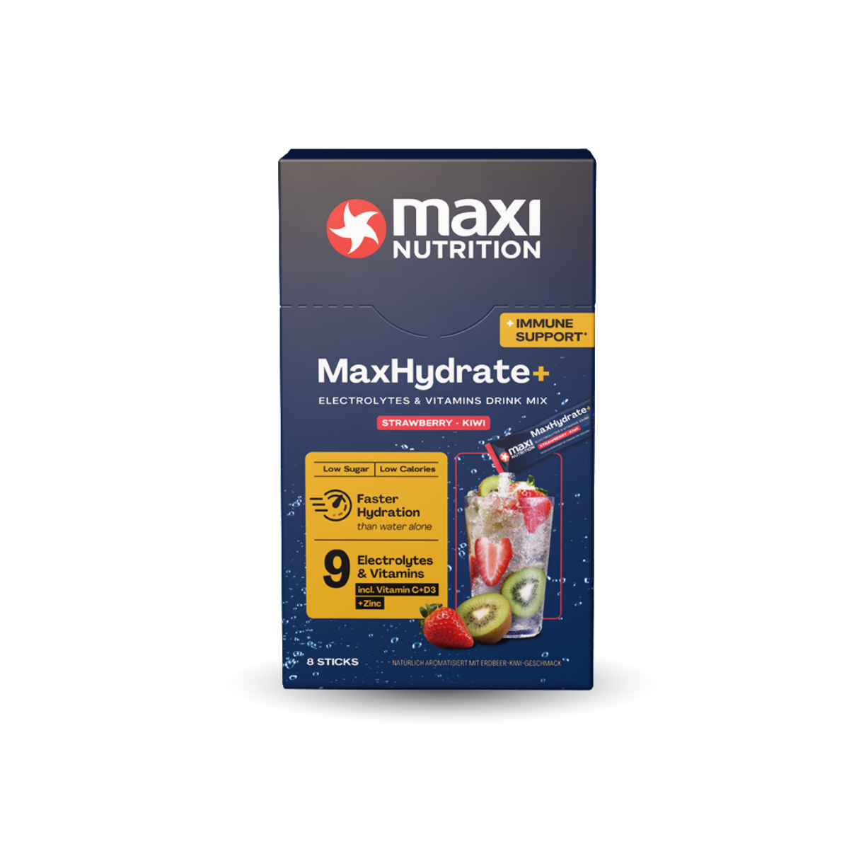 Hydratační prášek + Imunita, příchuť jahoda-kiwi 128 g (8 x 16 g)