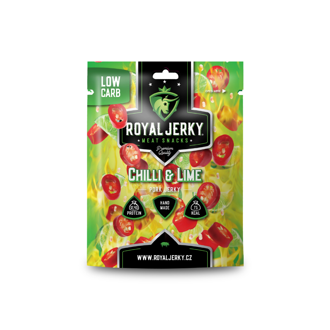 Royal Jerky: Chilli&Lime (vepřové sušené maso s příchutí chilli a limetky) 22g
