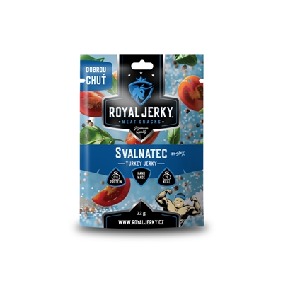Royal Jerky: Svalnatec by Stejk 22 g (krůtí sušené maso s mořskou solí, rajčaty a bazalkou)